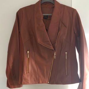 IMAN Platinum Global Chic genuine lambskin moto style jacket. Size Medium